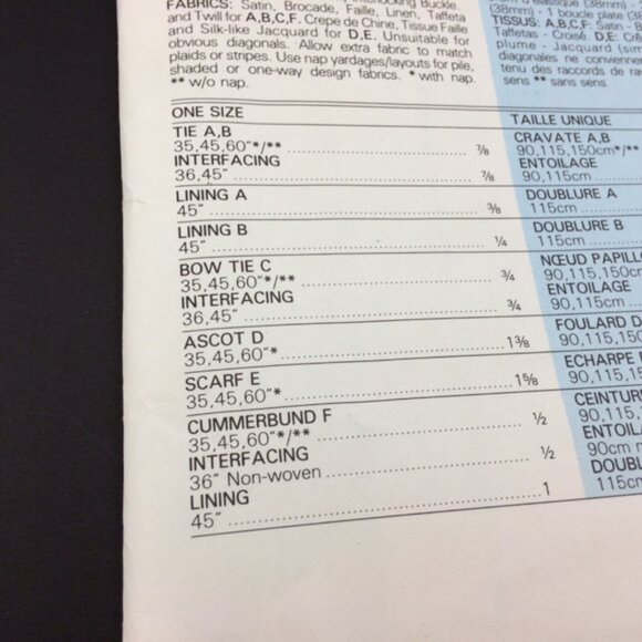 Vogue 2826 Vintage 80s Sewing Pattern Mens Ties Ascot Scarf Cummerbund Uncut - Picture 8 of 15